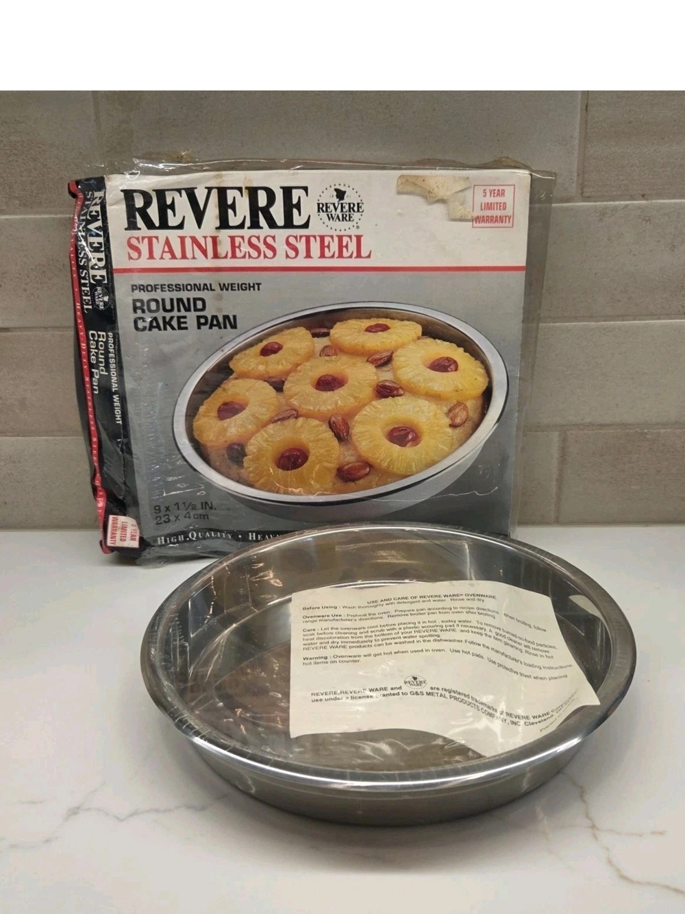 Vintage 1996 Revere Ware Stainless Steel Professional Weight Round Cake Pan New